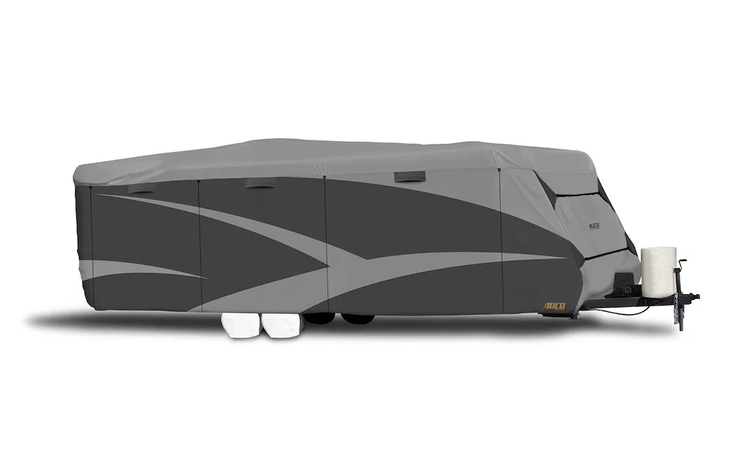 52239 – ADCO Travel Trailer Cover, For Receiver Hitch Trailer Fits 15 Foot To 18 Foot Length Trailer Moderate Weather...